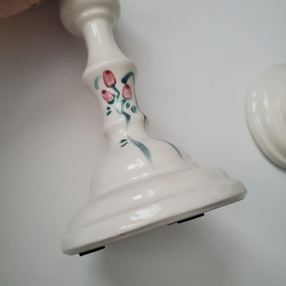 Ceramic Candlestick Holders With Floral Design